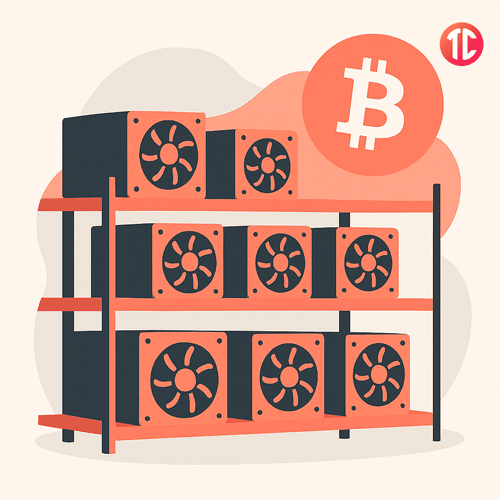 Máquinas para minar criptomonedas operando en una granja de minería.